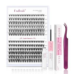 FADLASH DIY Eyelash Extension Kit, 240Pcs Lash Clusters with Lash Bond and Seal, Clusters Eyelash Applicator Tool, D Curl DIY Lash Kit (30D+40D Kit)